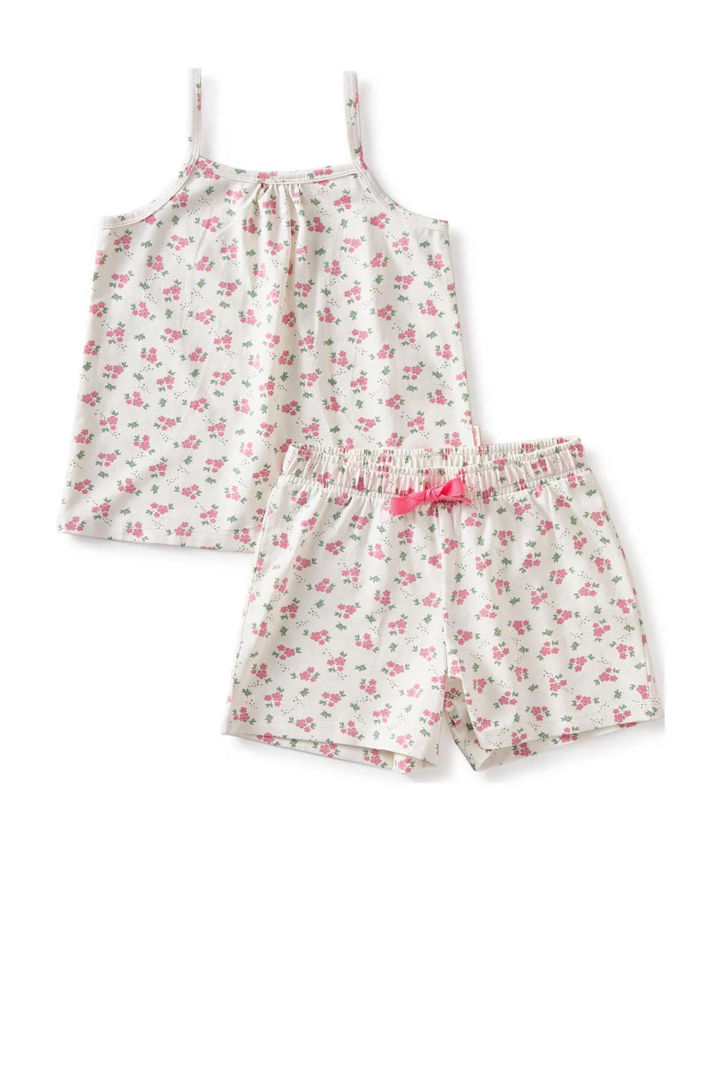 Little Label gebloemde shortama van katoen wit/roze
