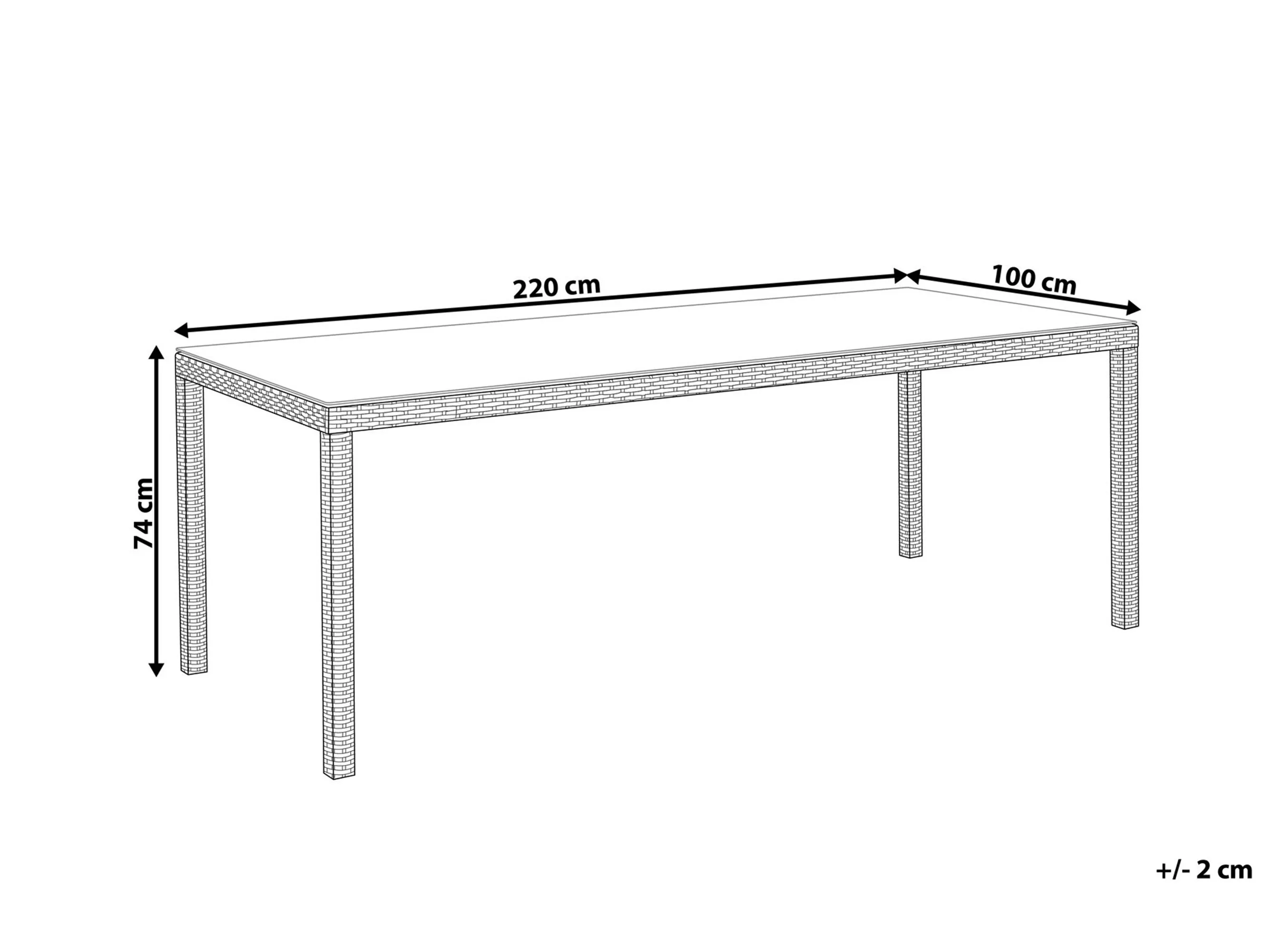 Tuin eettafel ITALY 220 cm 100 cm Glas Wit
