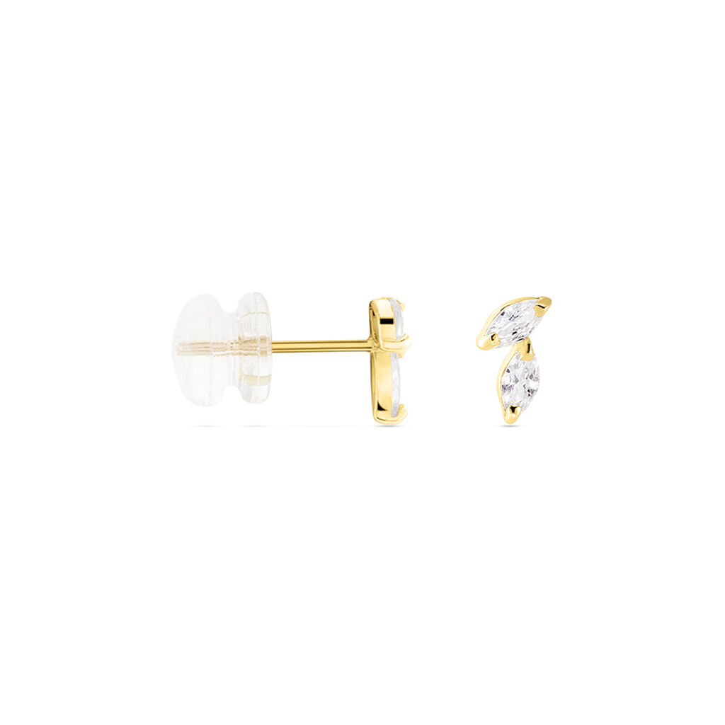 Boucles D'oreilles Puces Mix And Match Or Jaune Oxyde De Zirconium
