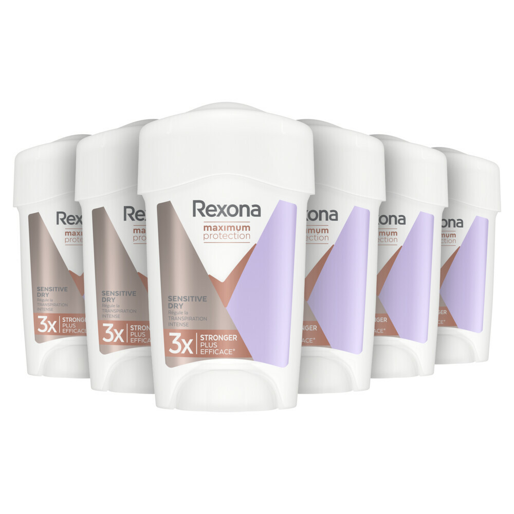 6x Rexona Deodorant Stick Cream Maximum Protection Sensitive Dry45 ml