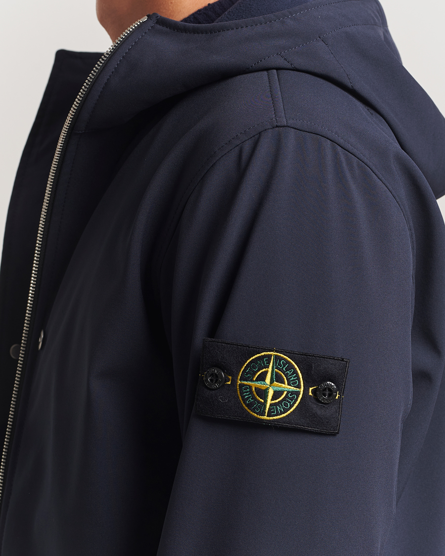 Stone Island Soft Shell Re-Dyed Lined Hood Jacket Navy