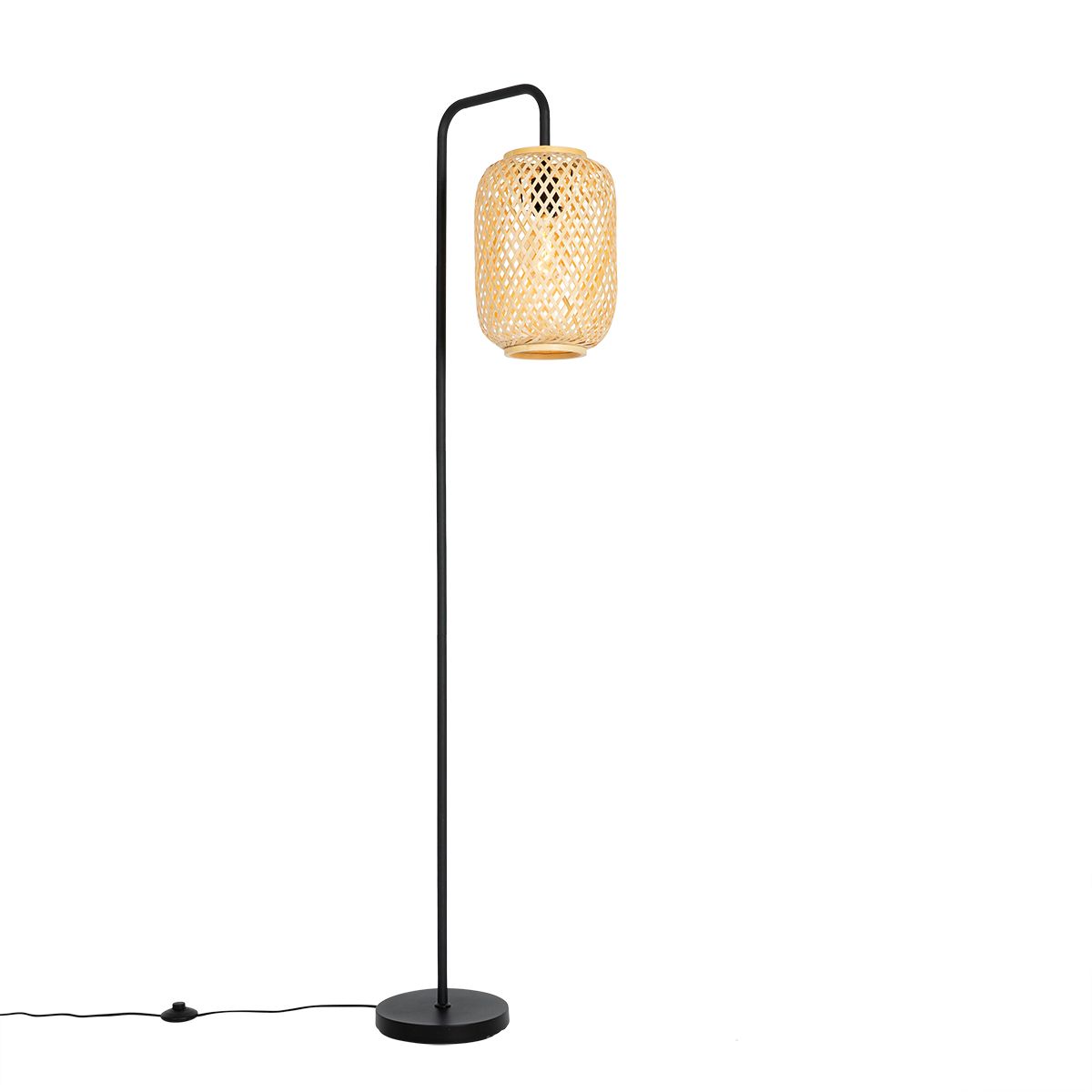 Oosterse vloerlamp zwart met bamboe - Yvonne