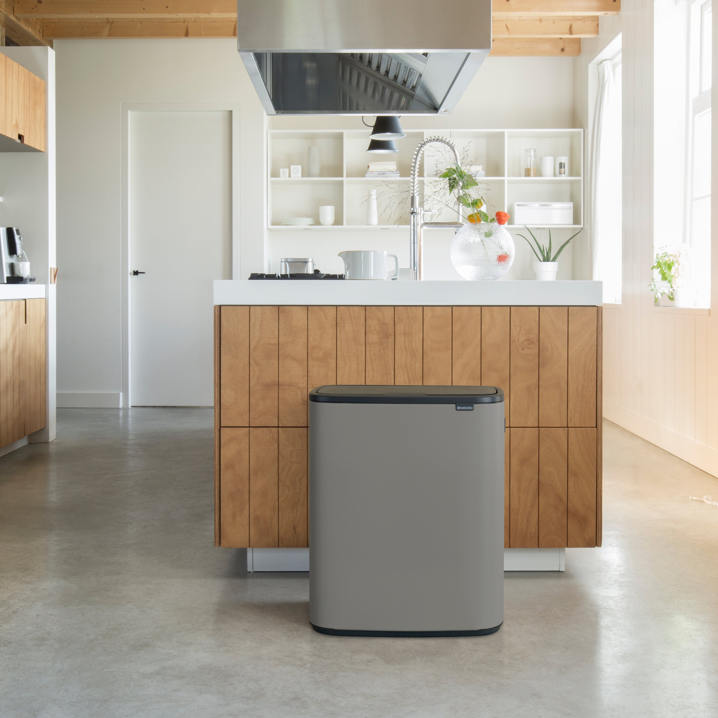 Brabantia Bo Touch Bin Afvalemmer 2 x 30 L - Mineral Concrete Grey