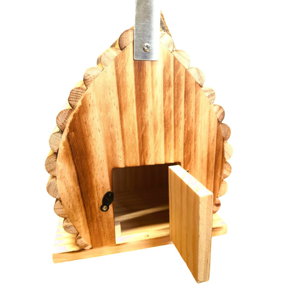 Nichoir pour oiseaux 16 x 12.5 x 19.5 cm en bois flammé nature