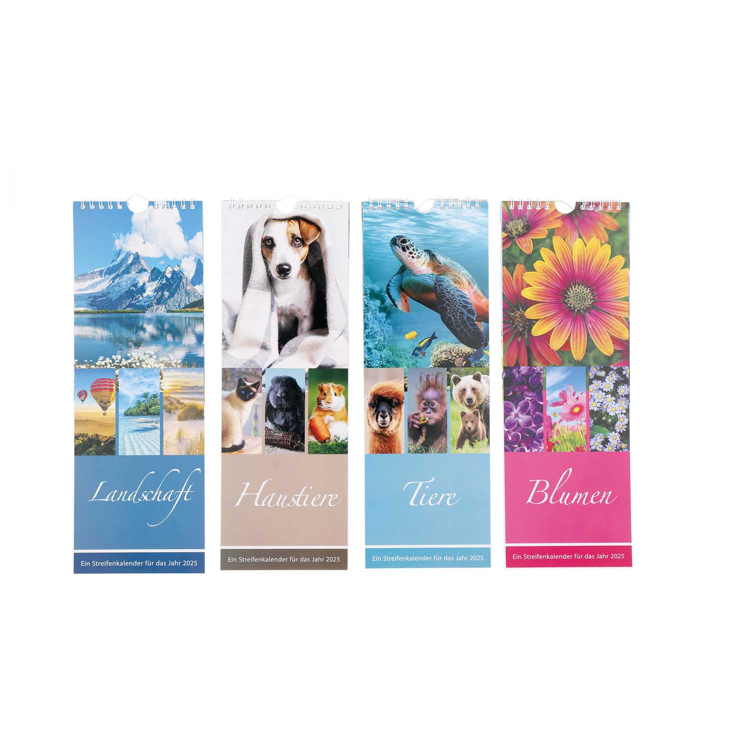 Streifenkalender 2025 Tiere 12x35cm 4f