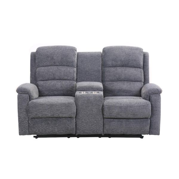 Sofá Vente Unique de 2 Lugares Relax Elétrico com Mesinha Tecido Antracite Nevers