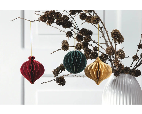Honingraatballen KERST 3-delige set (bollen)