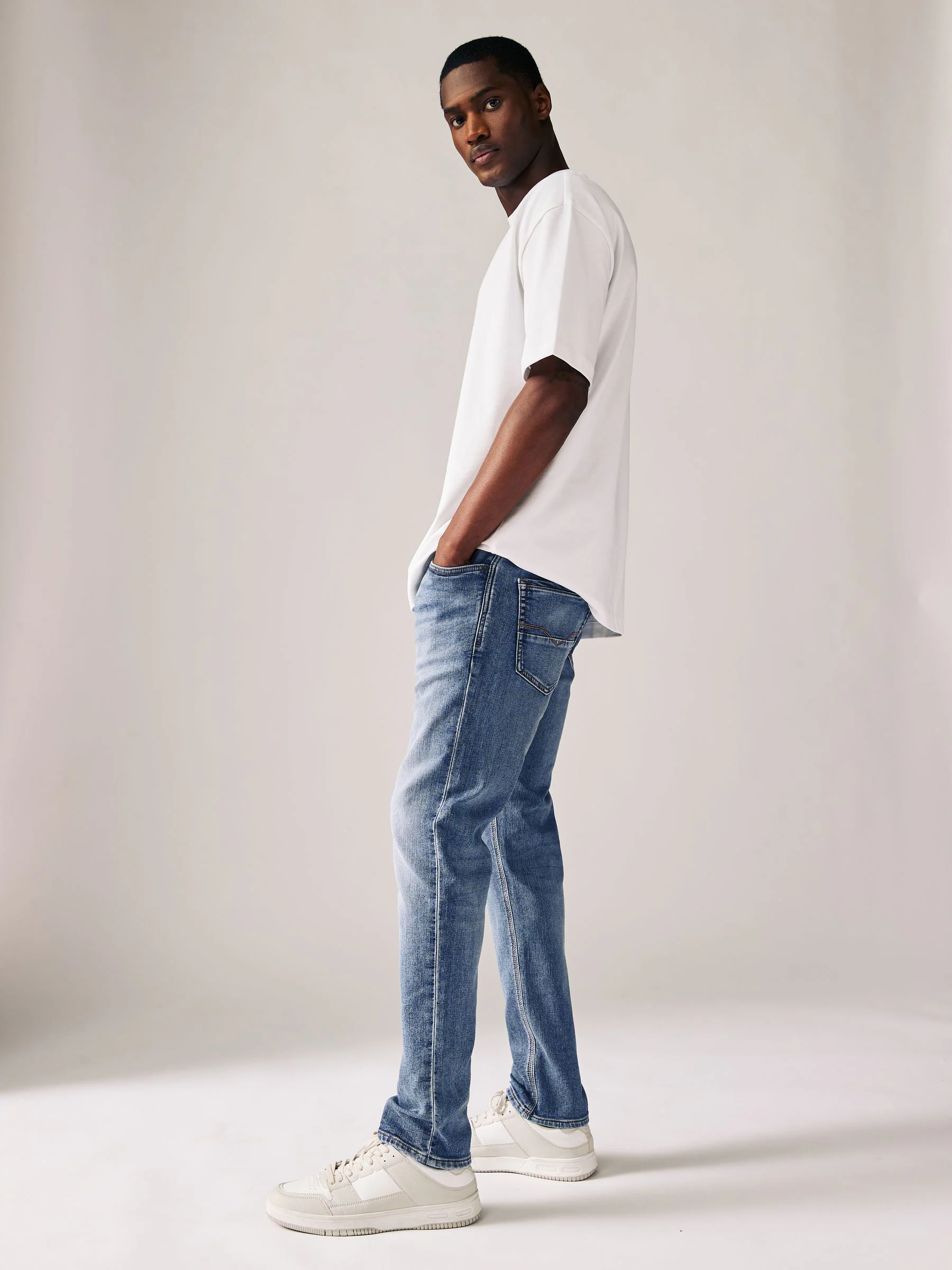 Vintage lichtblauw - Strakke Pasvorm - Comfortabele stretchjeans