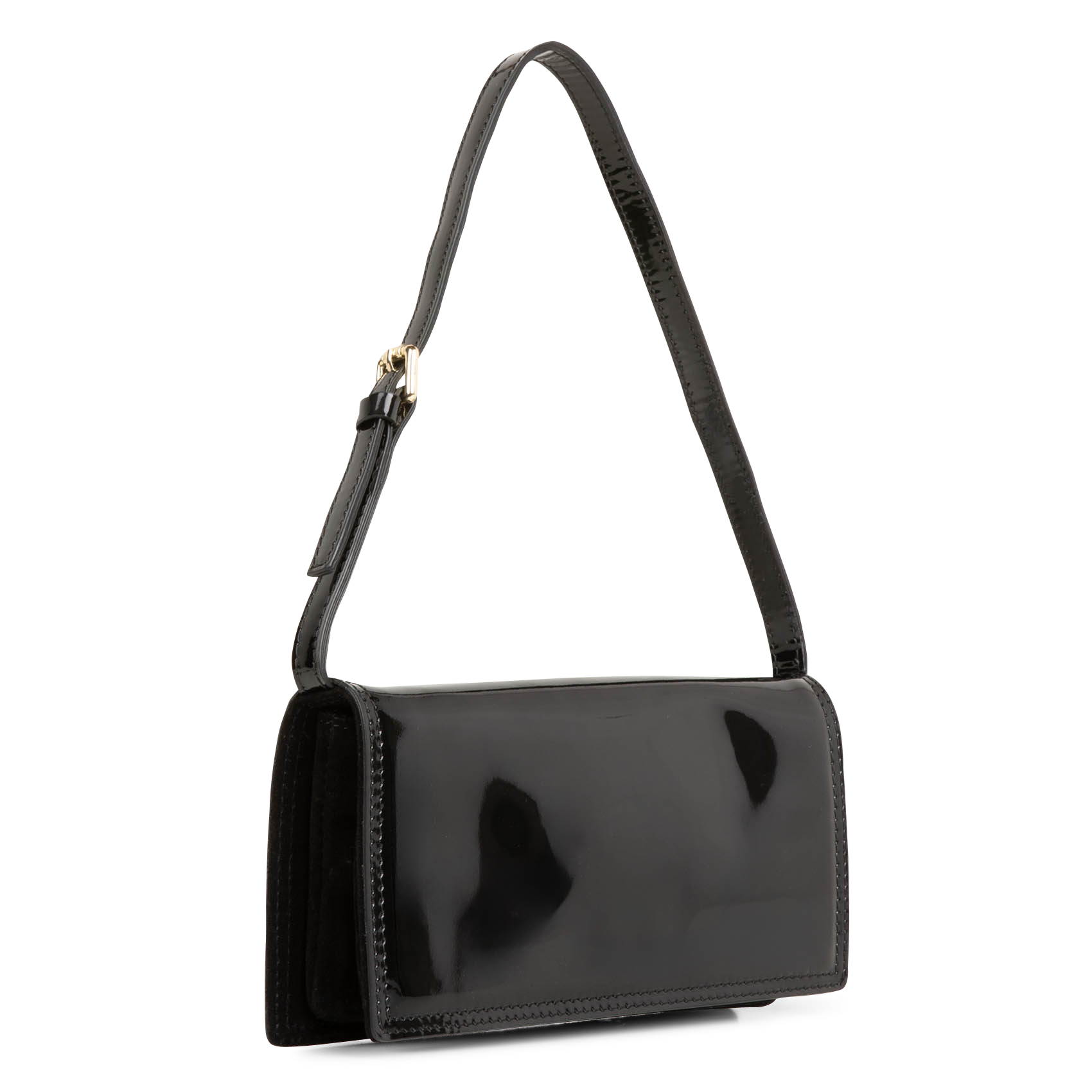 EMMA - Sac à main baguette à rabat en cuir | Noir
