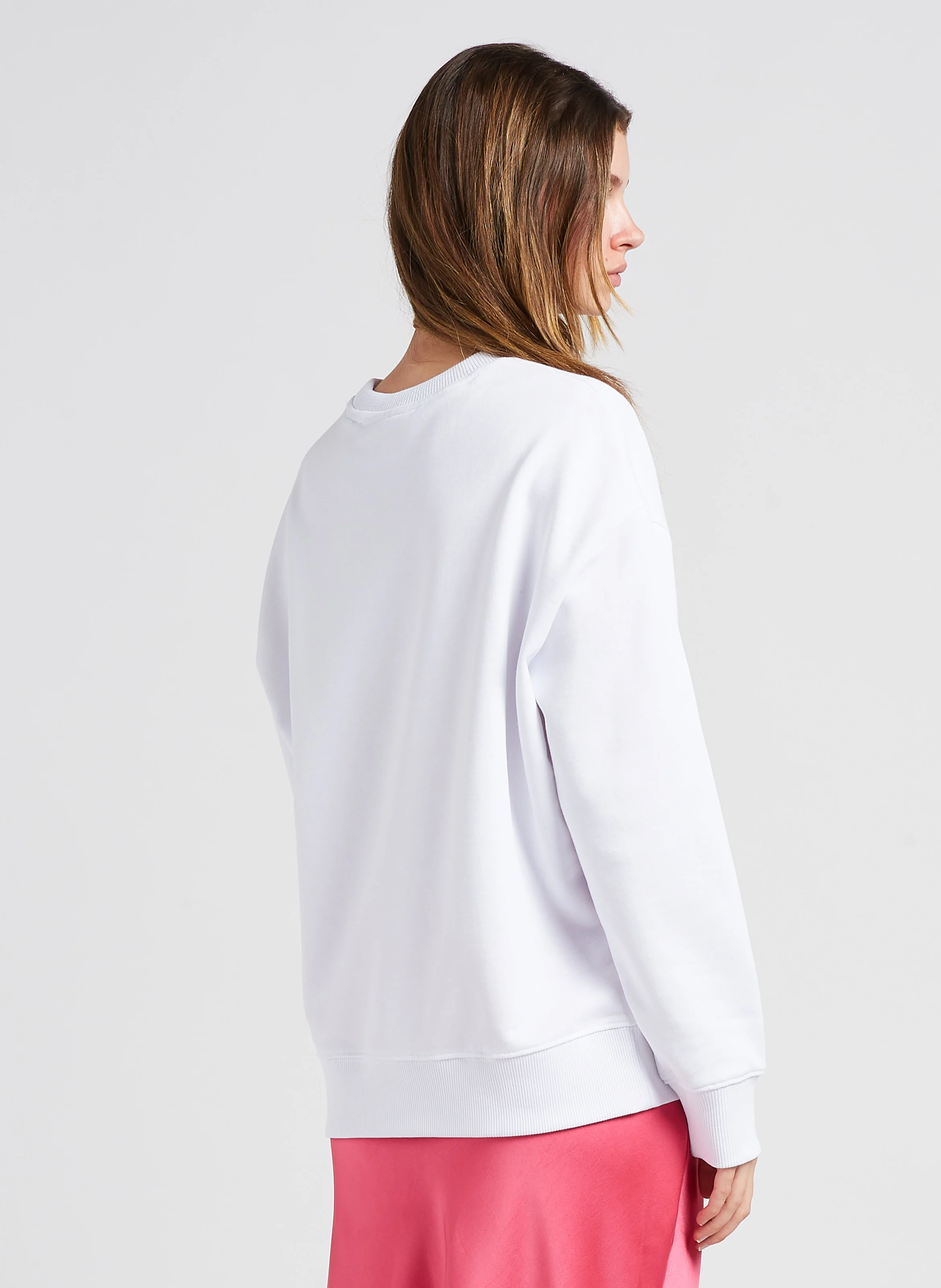 Sweat col rond sérigraphié en coton bio | Blanc