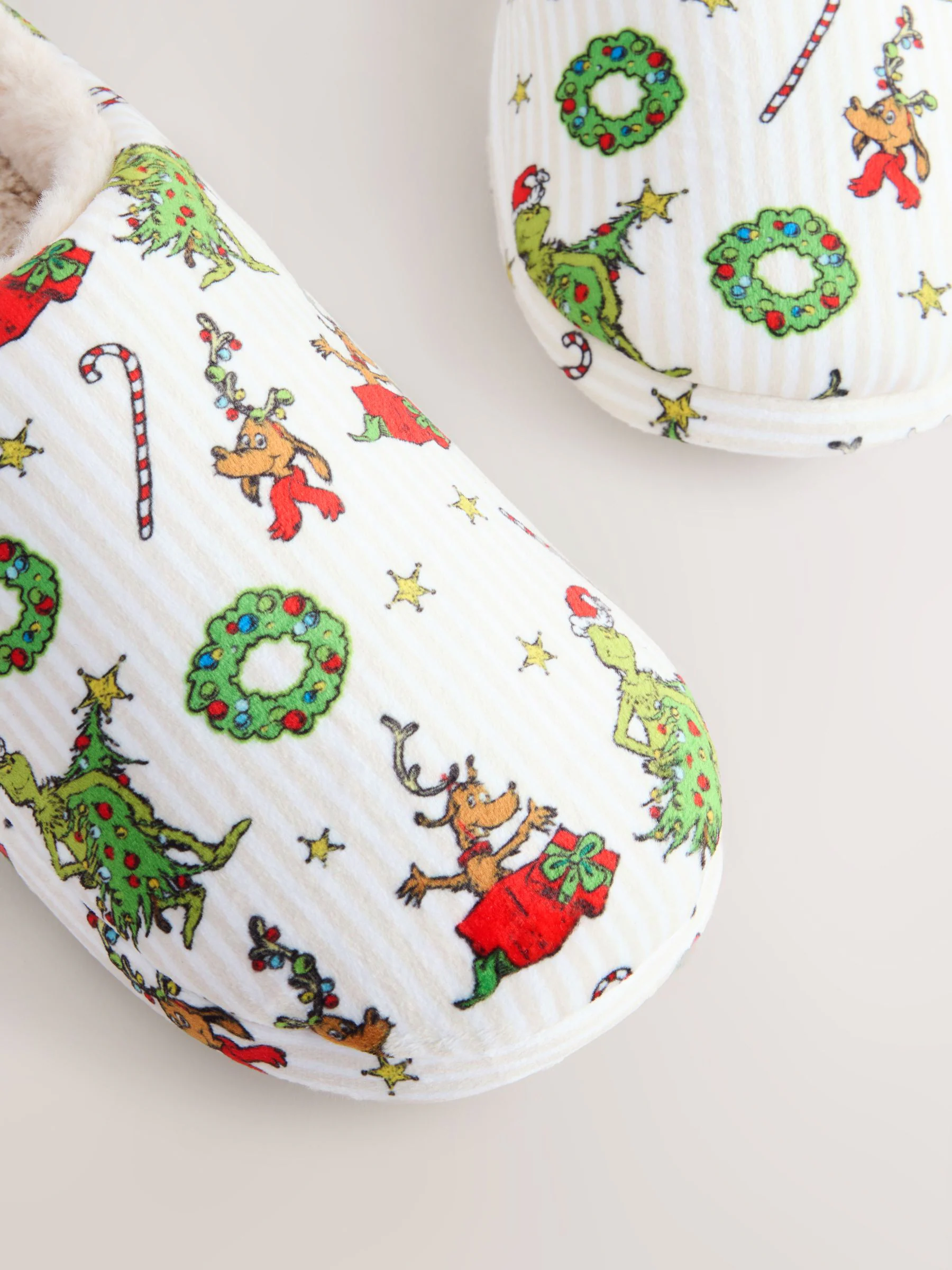 Crème - Grinch Kerstmis Bijpassende Familie Muiltjes Pantoffels
