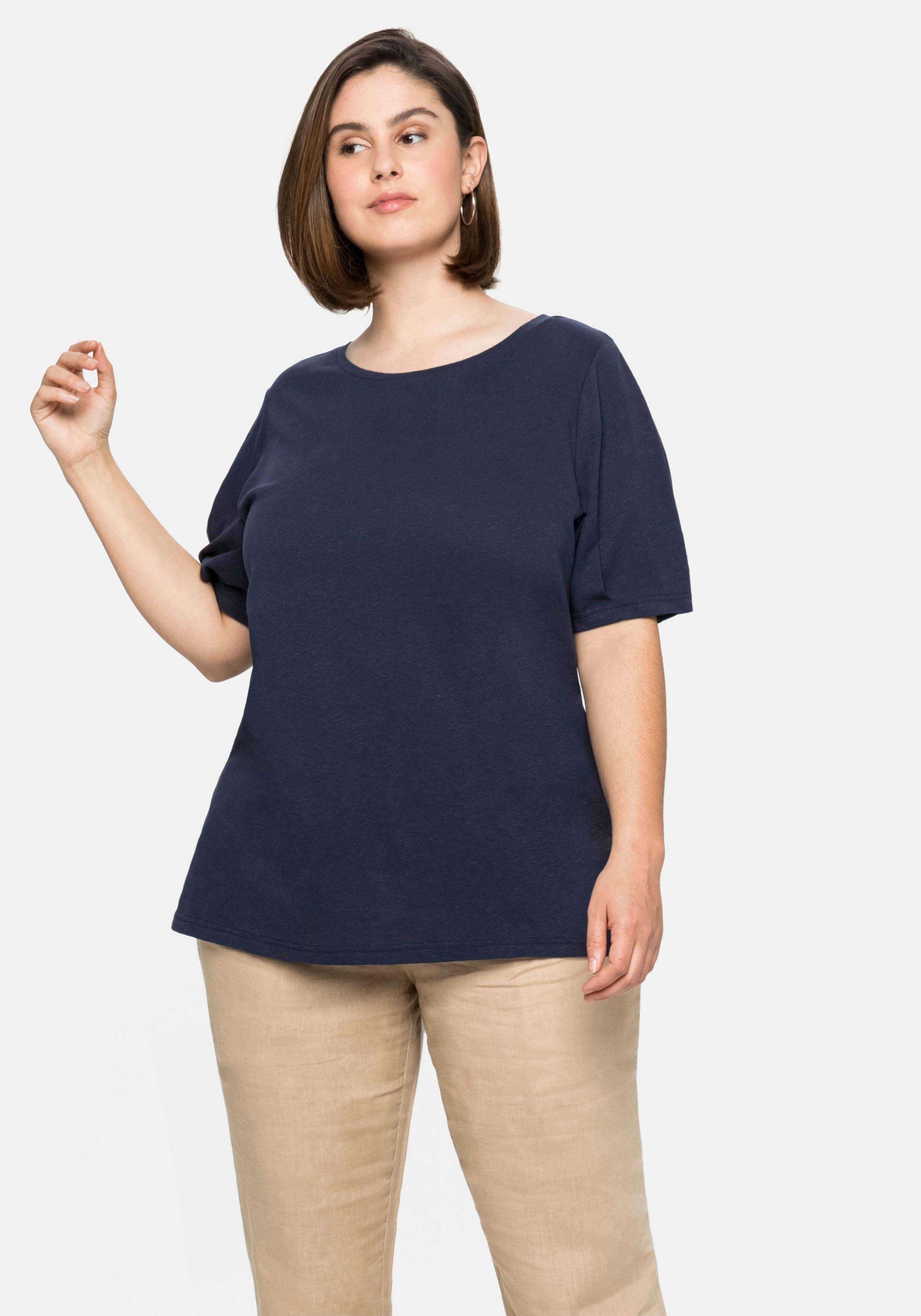 Shirt aus Leinen-Viskose-Mix, mit Puffärmeln