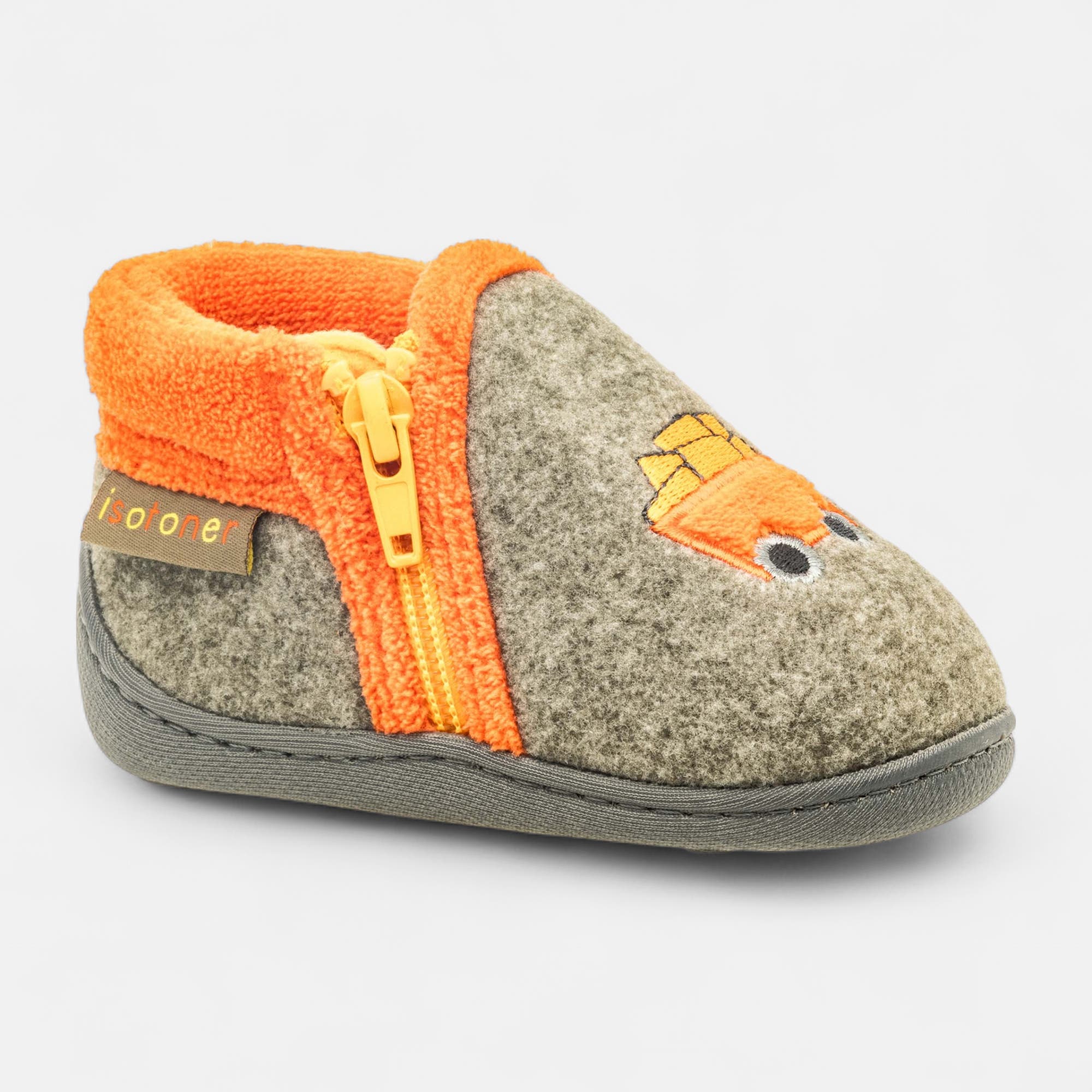 Pantoufles botillons zippés Bébé garçon kaki