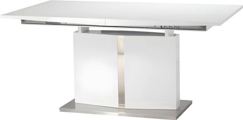 Pascal Morabito - TRINITY - Eettafel - Wit Gelakt MDF - Verlengbaar - Roestvrij Staal