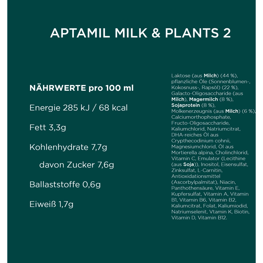 Aptamil Folgenahrung 2 Milk Plants 800 g ab dem 6. Monat