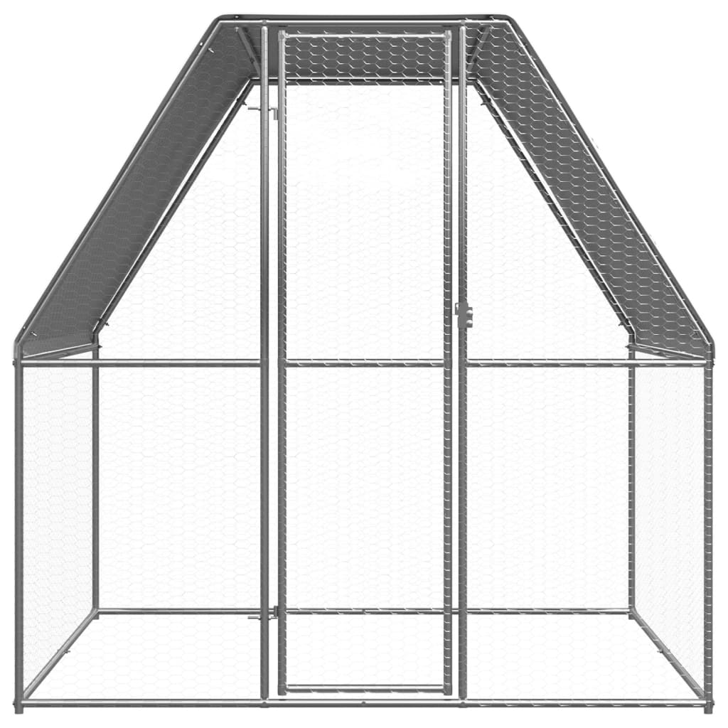 galinheiro vidaXL em aço galvanizado prateado e cinza, 2x2x2 m