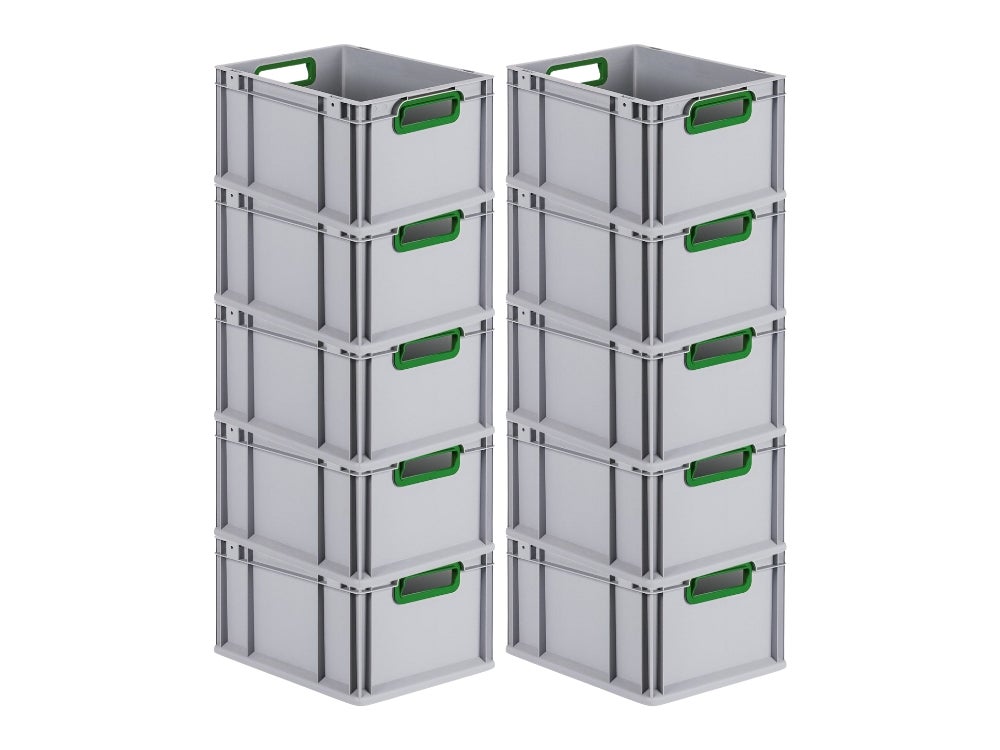 PROREGAL Eurobox Nextgen Kleur HxBxD 22 x 30 x 40 cm 20 liter Handgrepen Groen Open gladde bodem Euro container transportbox