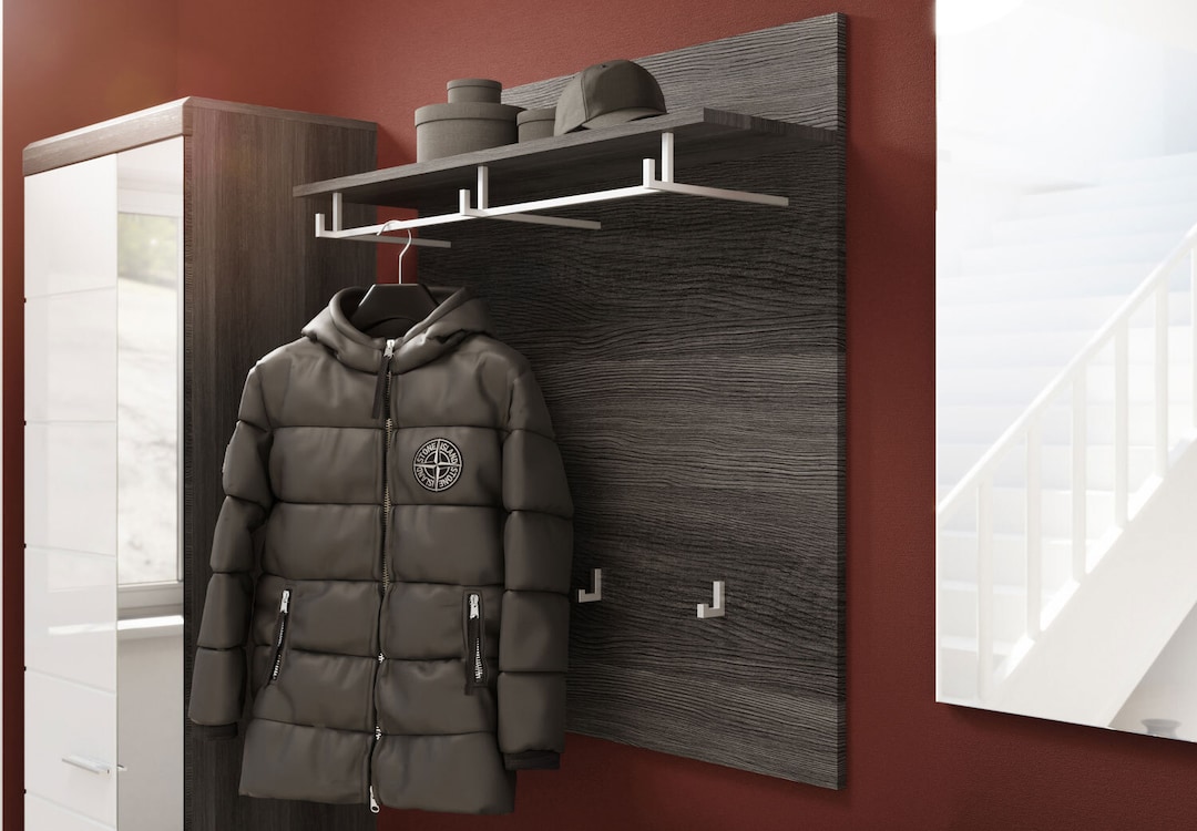Garderobenkombination Scout Rauchsilber / Weiß Hochglanz 272x197x40 cm