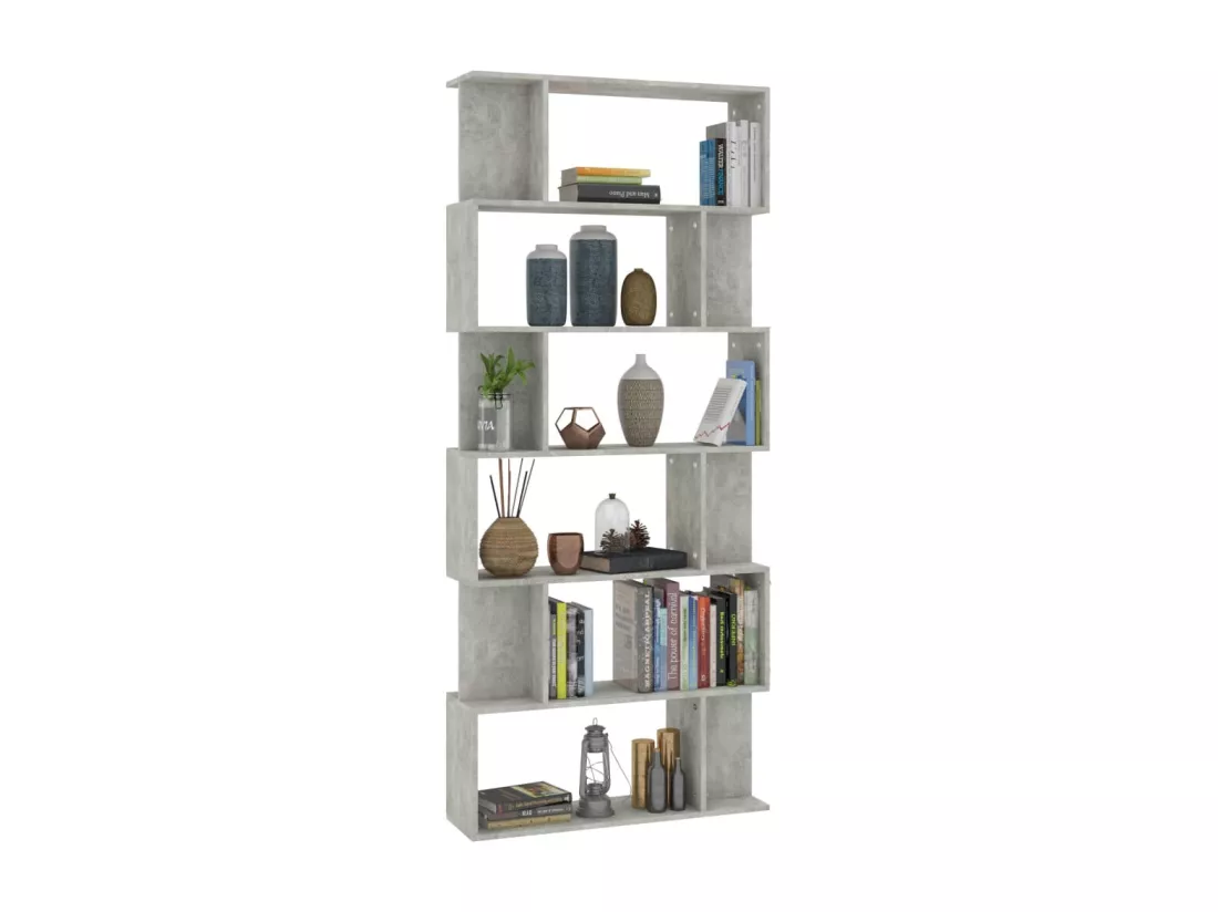 Bibliothèque/Séparateur de pièce Gris béton 80x24x192 cm