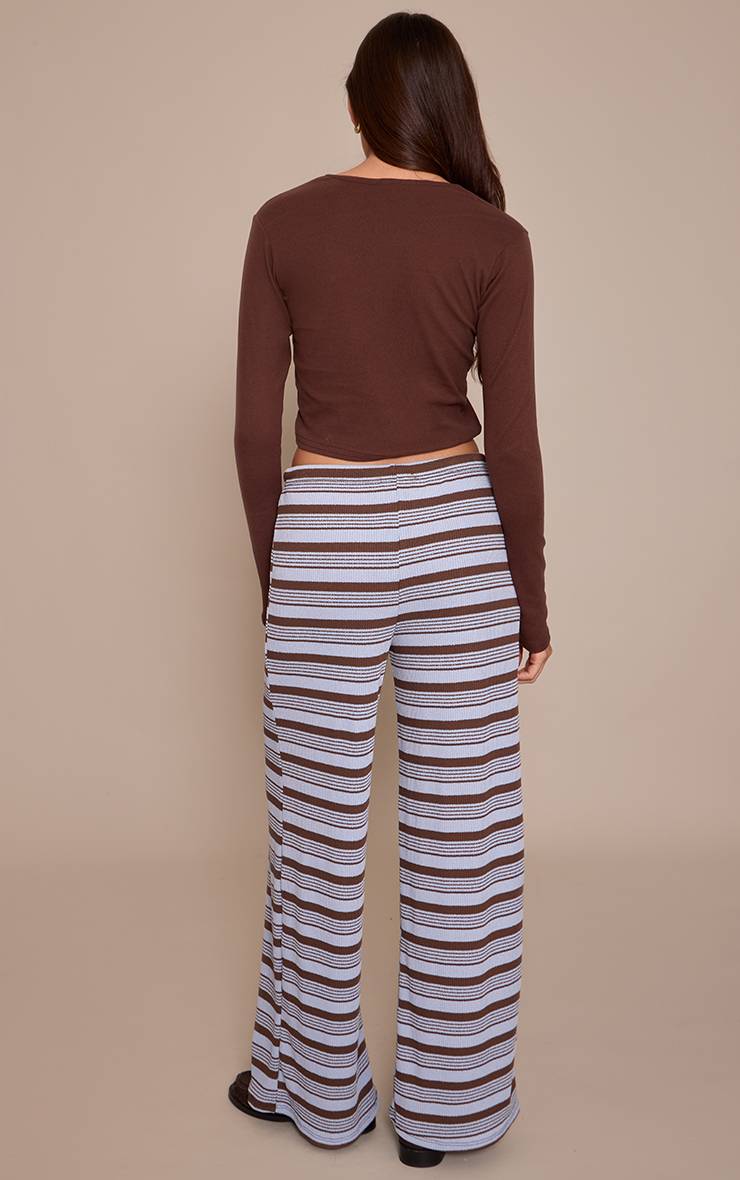 Bleu Pantalon Large À Cordon De Serrage À Rayures Texturées