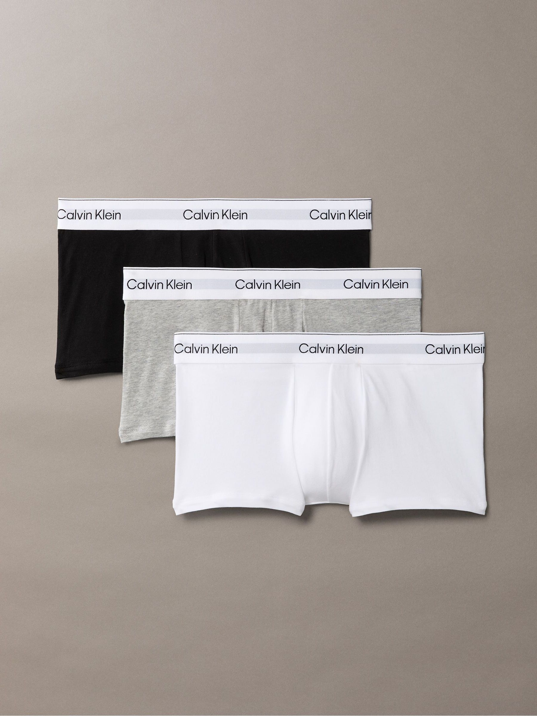 Zwart/wit/grijs - Calvin Klein Icon Cotton Stretch 3 Pack Low Rise Boxer Trunks
