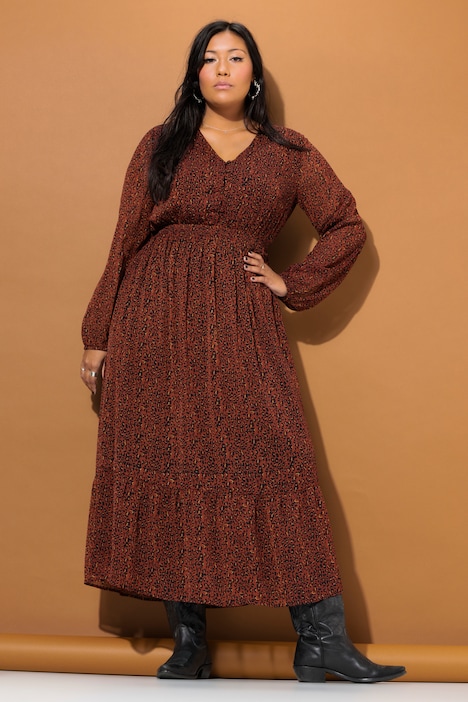 Leo-Maxikleid, A-Line, Leo, Knopfleiste