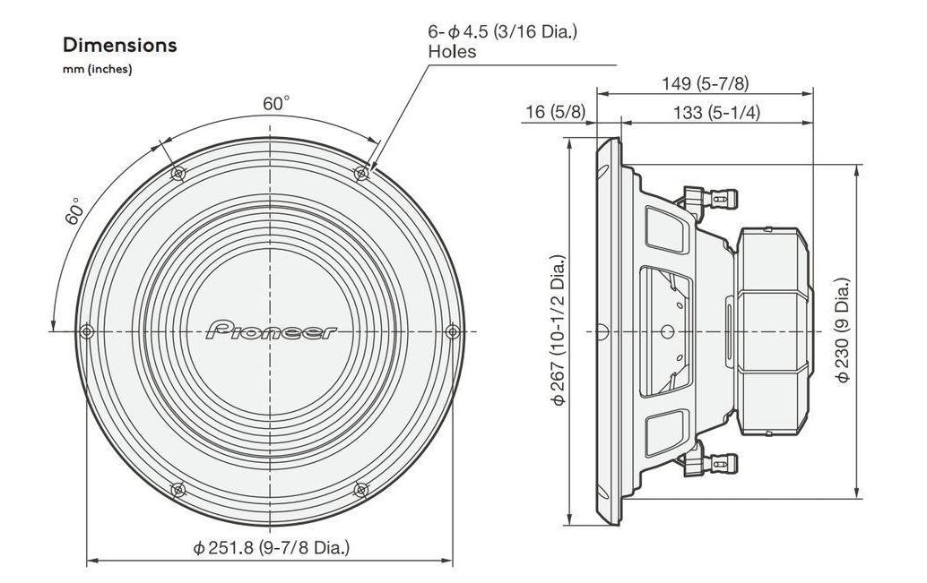 Subwoofer TS-A250D4Subwoofer, Passiv, 15.26 