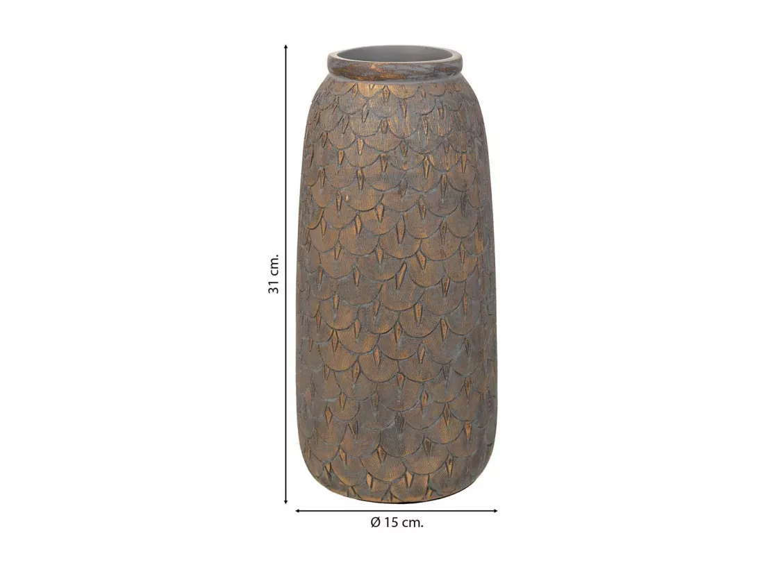 Vase en polyrésine marron 15x15x31h