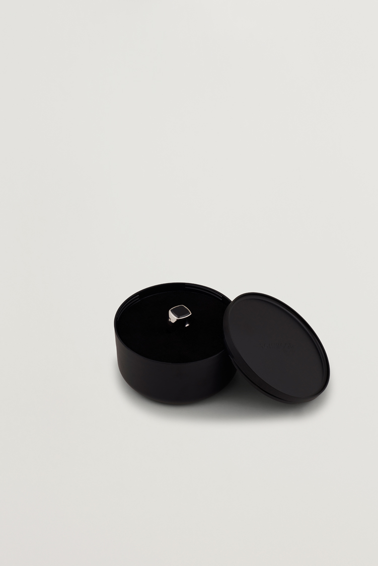 Tom Wood Cushion Polished Black Onyx Ring Silver