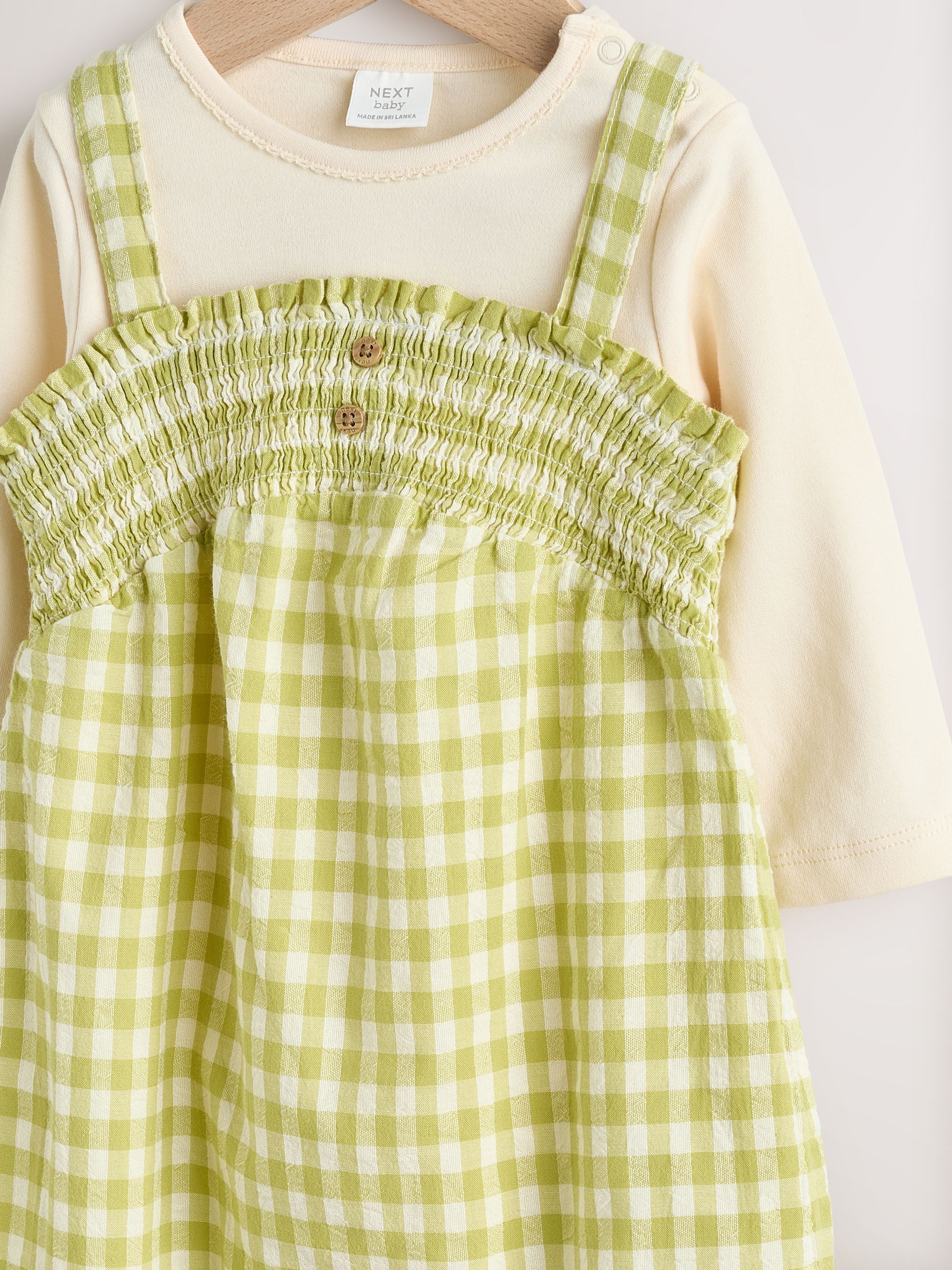 Groen geruit - Baby tuinbroek en bodysuit 2 -delige set (0mnd -2jr)