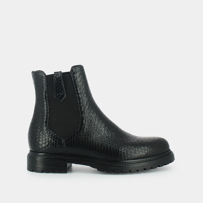 Bottines plates  en reptile noir