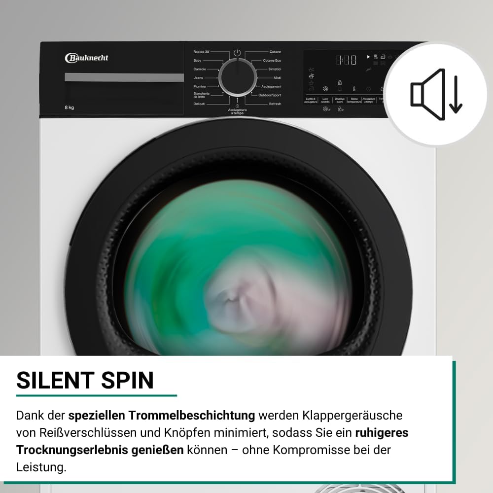 Bauknecht BD 9C WBS Wärmepumpentrockner / 9 kg/Precision Dry - Intelligentes Trocknen/Inverter Motor/Silent Spin – leises Trocknen/HomeWhiz App - schnelle und intuitive Bedienung