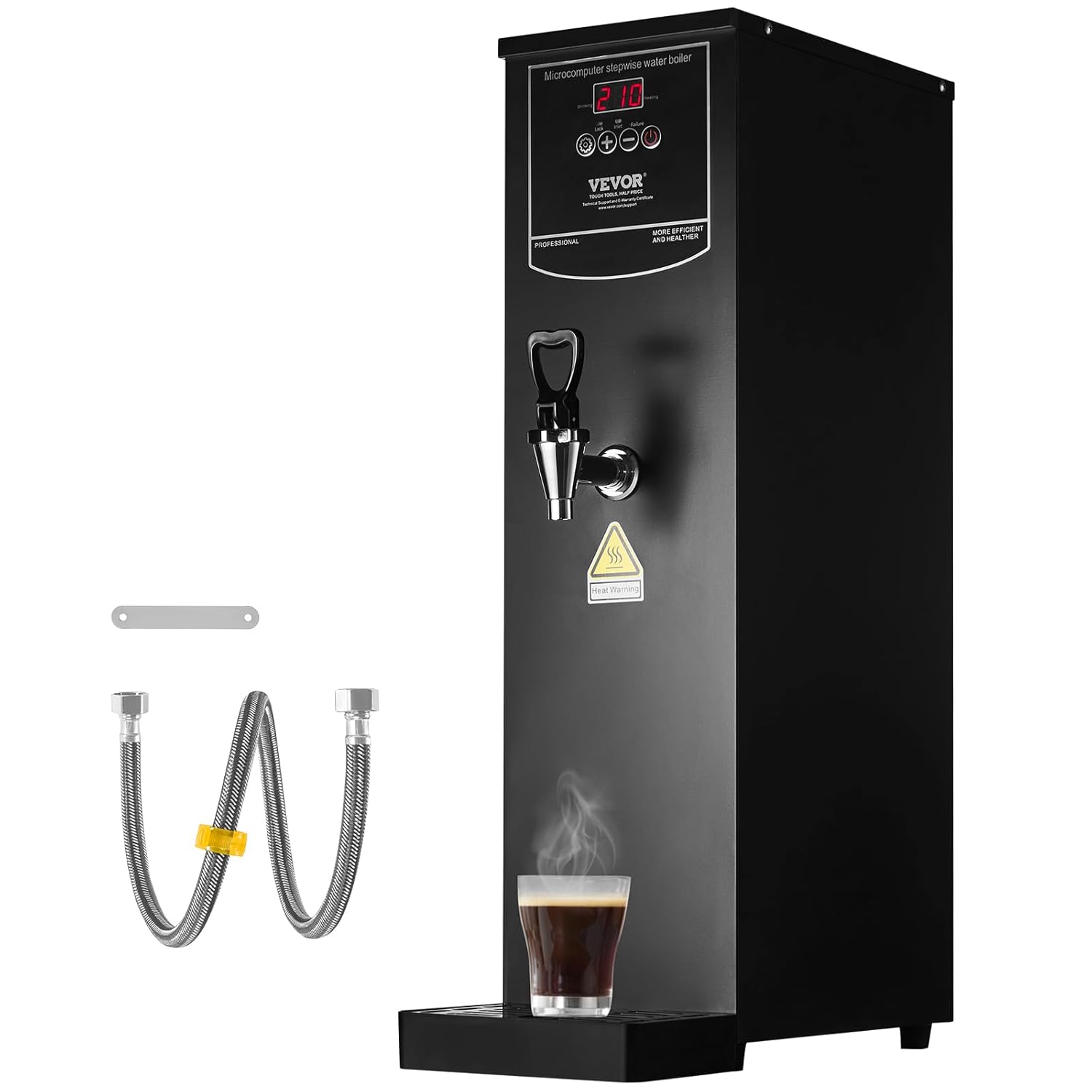 VEVOR kommerzieller Wasserkocher 20 L, elektrischer Heißwasserspender mit Heizrohr aus Edelstahl, 2500 W, schrittweise schnelle Aufheizung, 50 L pro Stunde, Heißwasserkessel, für Kaffee Tee Restaurant