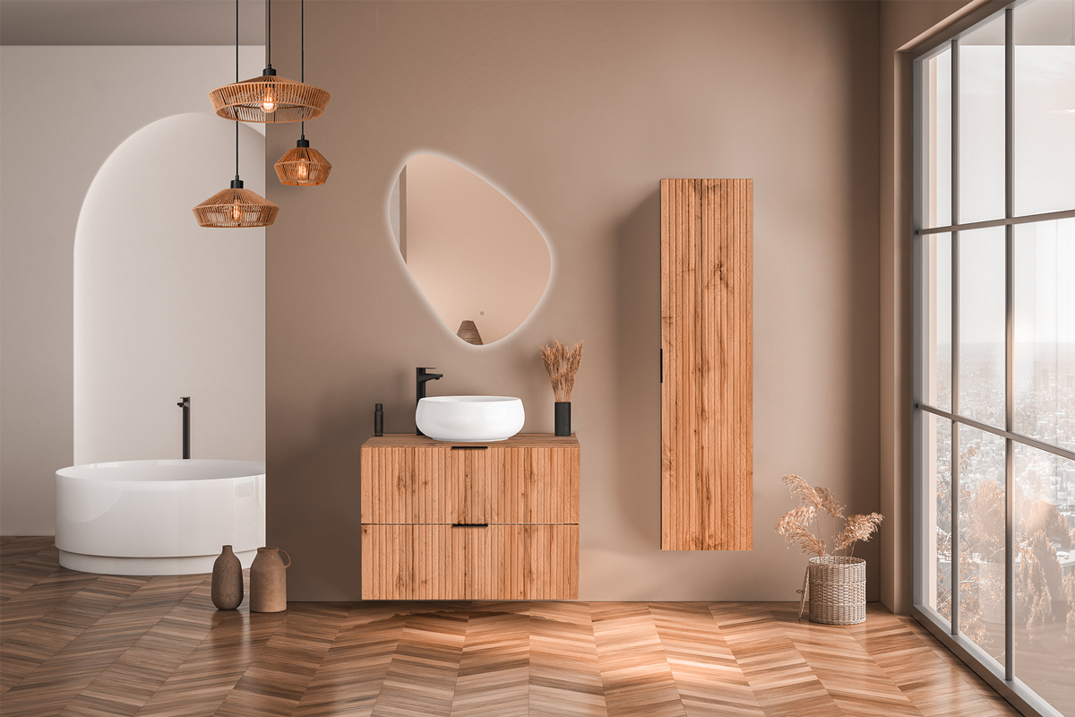 Comad Adele Oak FSC onderkast met ribbelfront 80cm eiken