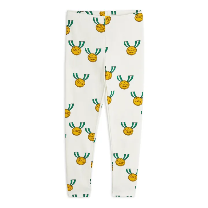 Mini Rodini Legging Médaille Coton Bio | Blanc