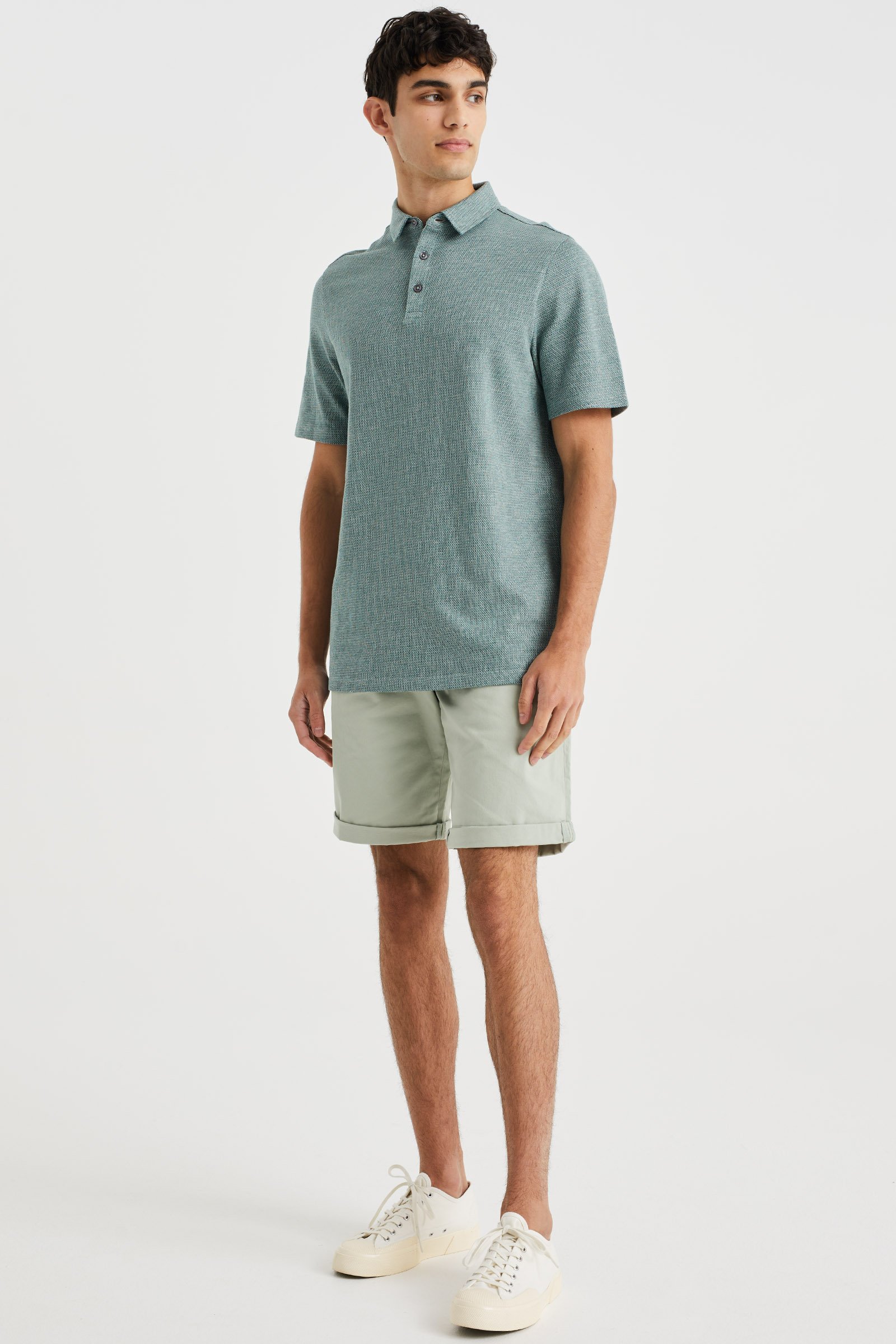 slim fit chinoshort met stretch Fundamentals Mintgroen