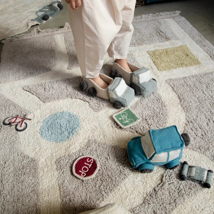 Lorena Canals - Eco-City Spielteppich mit Spielzubehör, 120 x 170 cm, grau