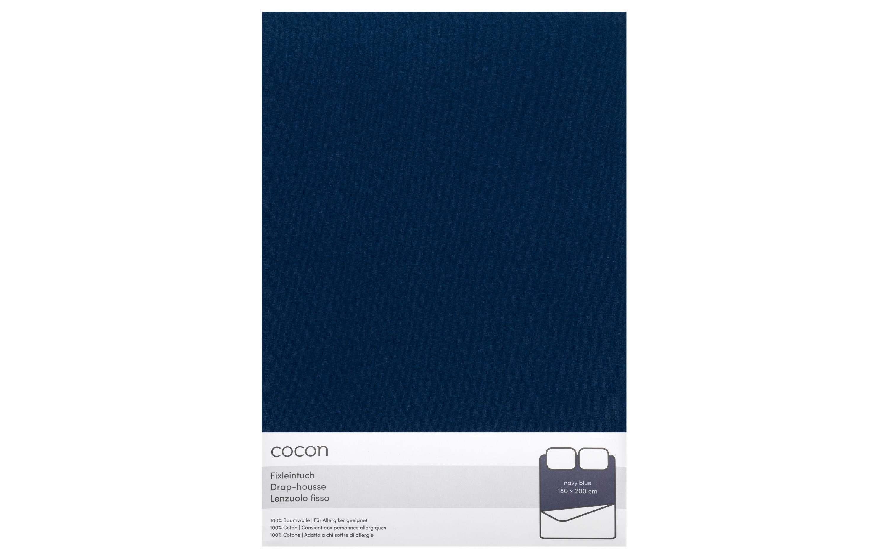 Fixleintuch 180-200 x 200 cm, MarineblauSpannbettlaken aus reinem Baumwolljersey