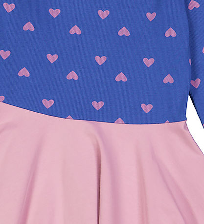 Freds WoRød Kjole - Rib - Heart - Star Blue/Pink Haze
