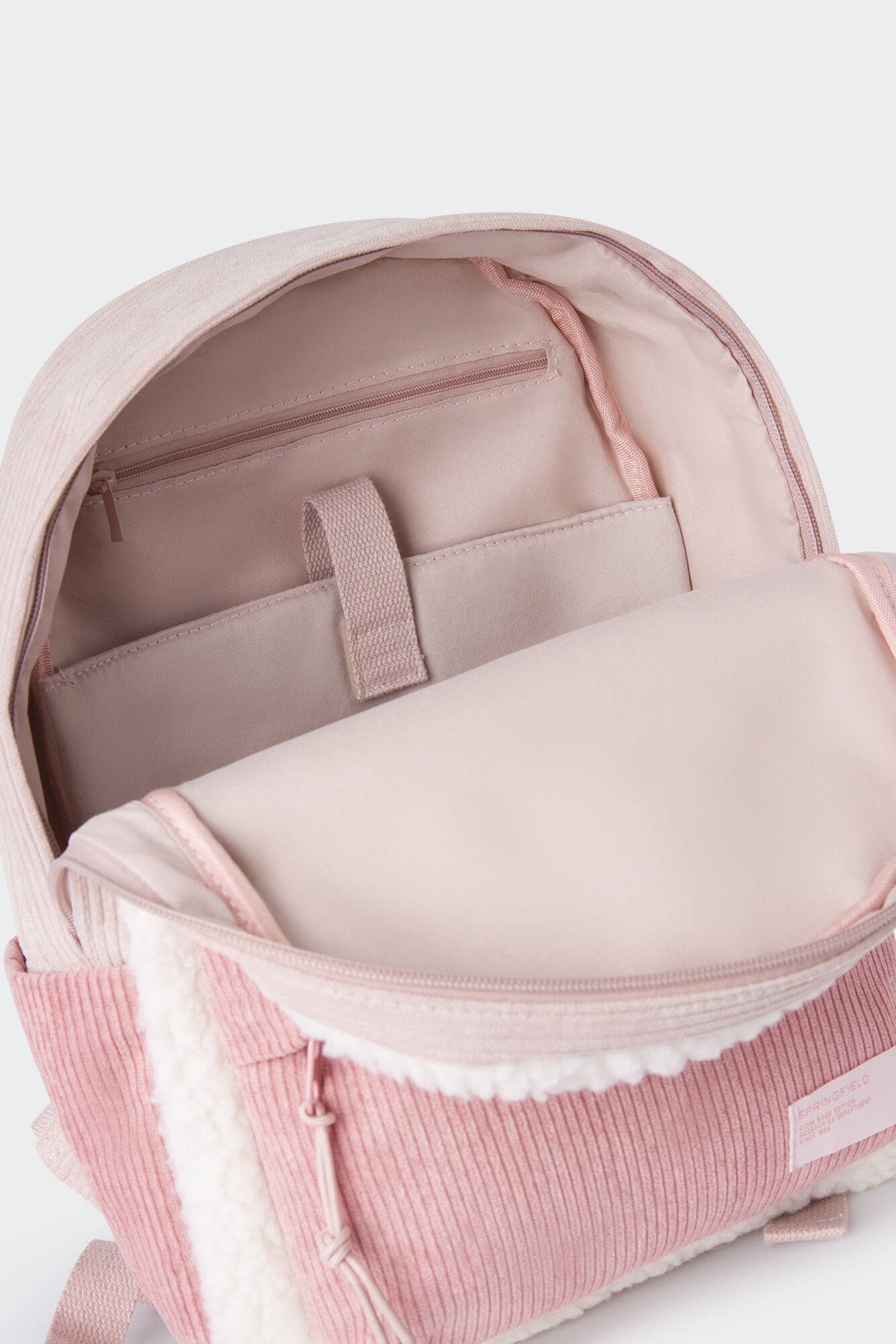 Mochila de pele de carneiro para menina