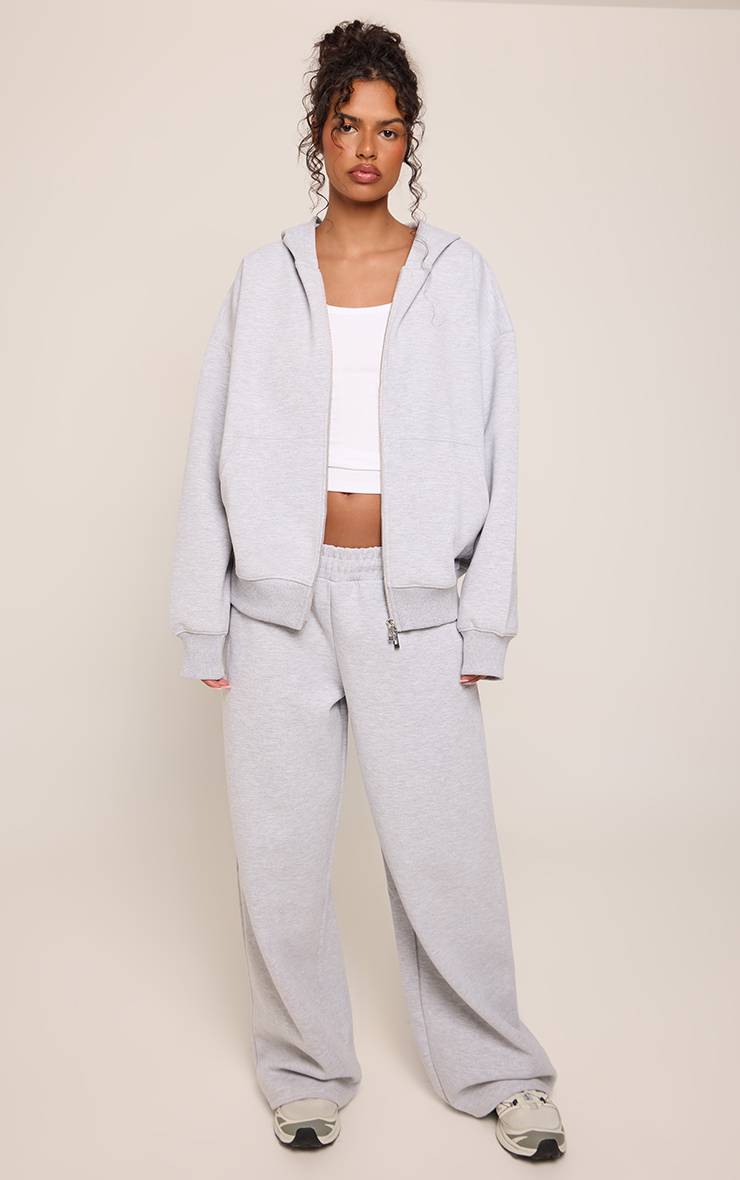 Gris Chiné Jogging Large En Jersey Interlock
