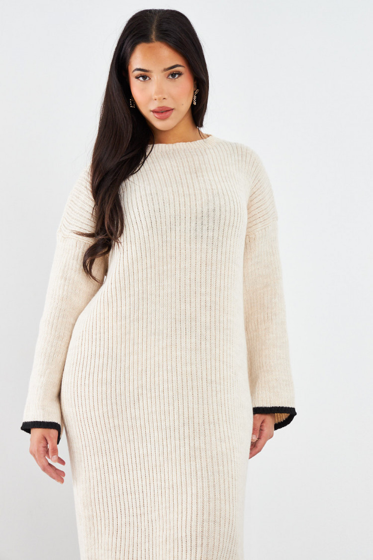 Robe pull beige longue