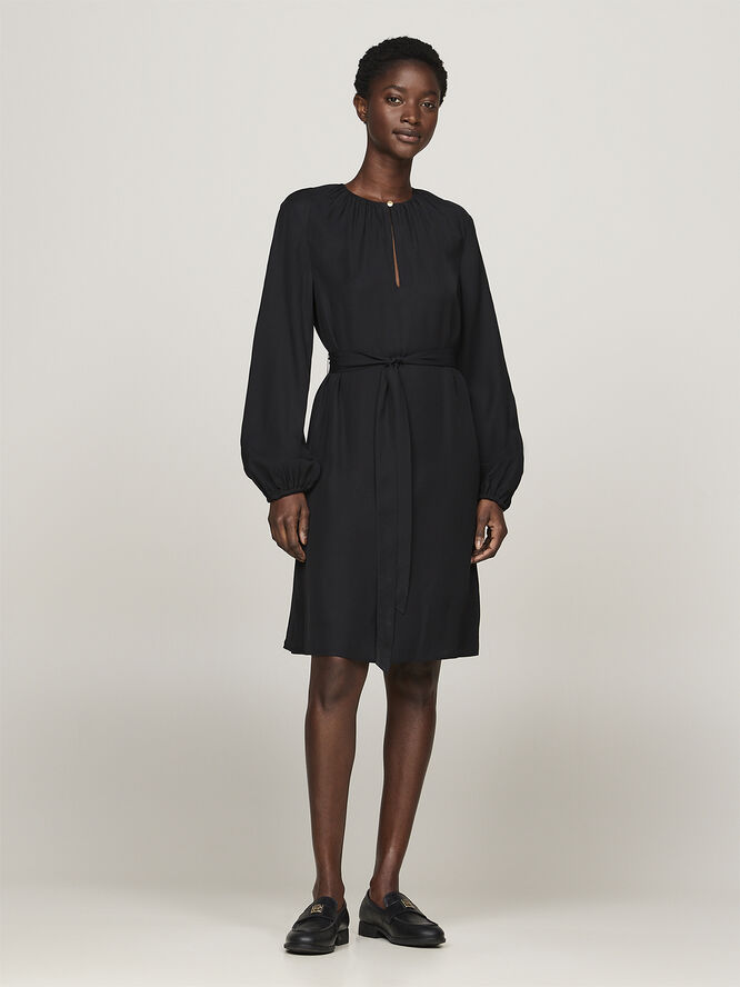 Tommy Hilfiger FLUID VIS GATHERED BELTED DRESS Black