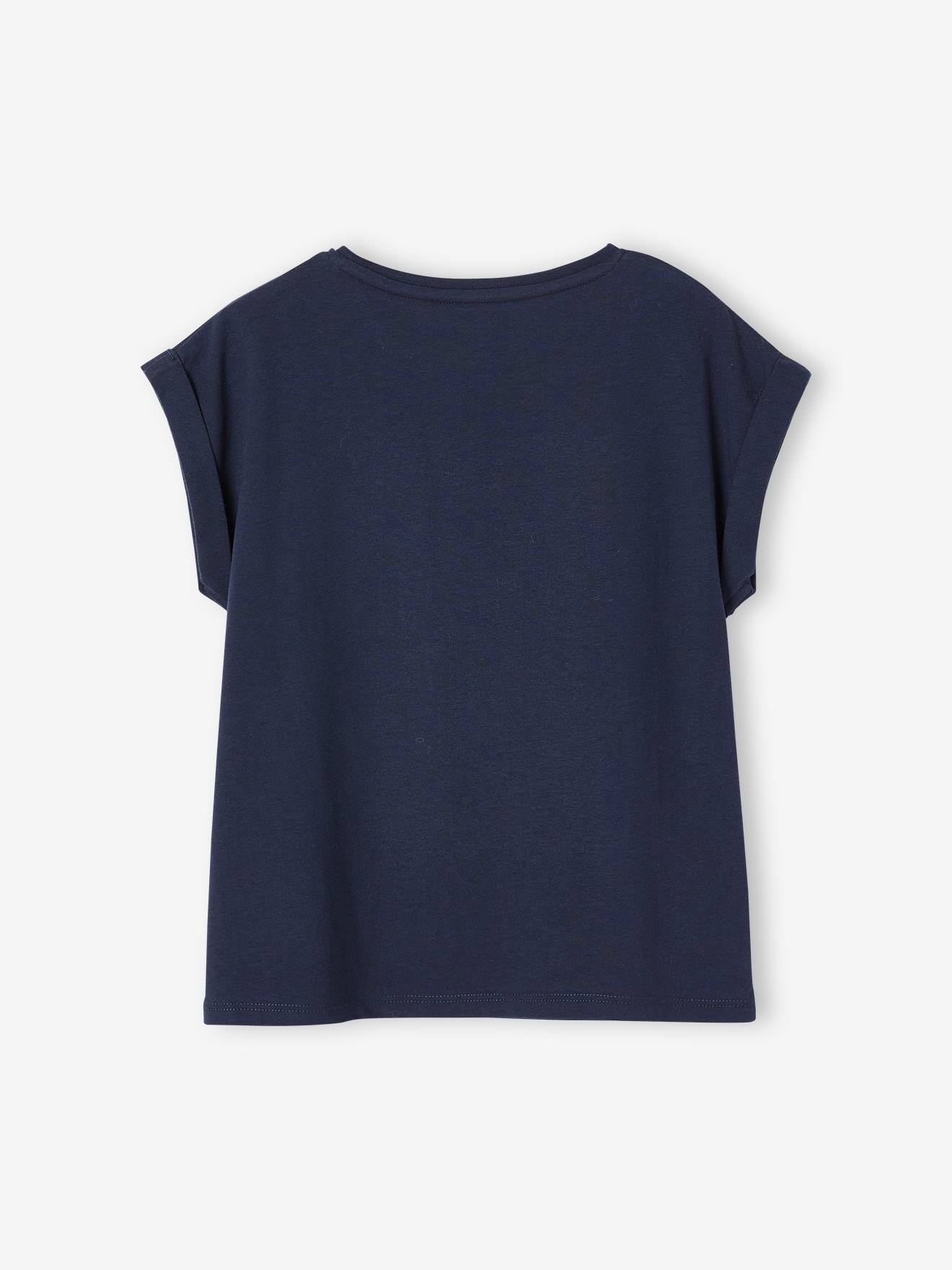 Camiseta infantil off-white com estampa floral.