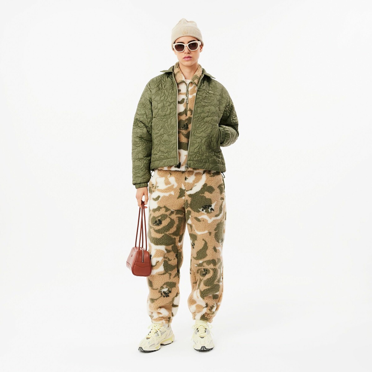 LACOSTE<br>Suéter com estampas e gola de camisa