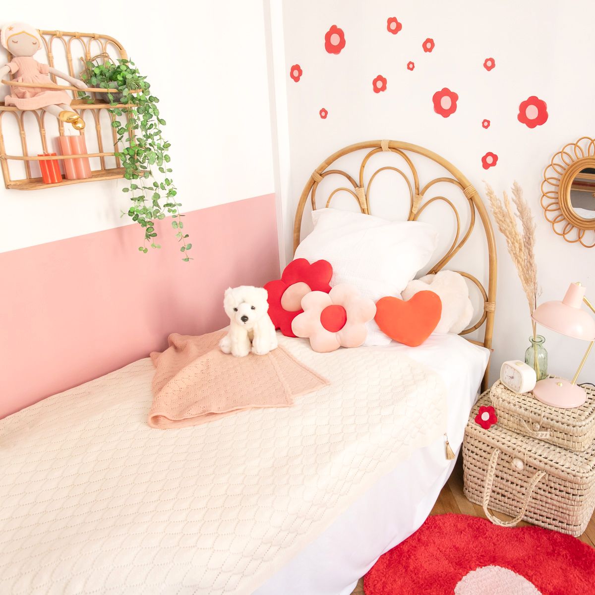 Petit coussin cœur rouge orangé Petit toi