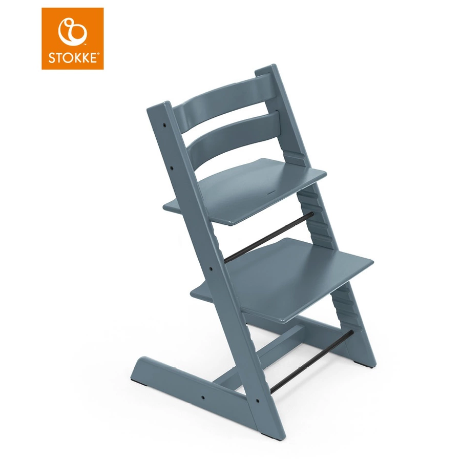STOKKE® Mega Tripp Trapp® Set Hochstuhl Buche Fjord Blue inkl. Newborn Set™ Grey und Baby Set Fjord Blue