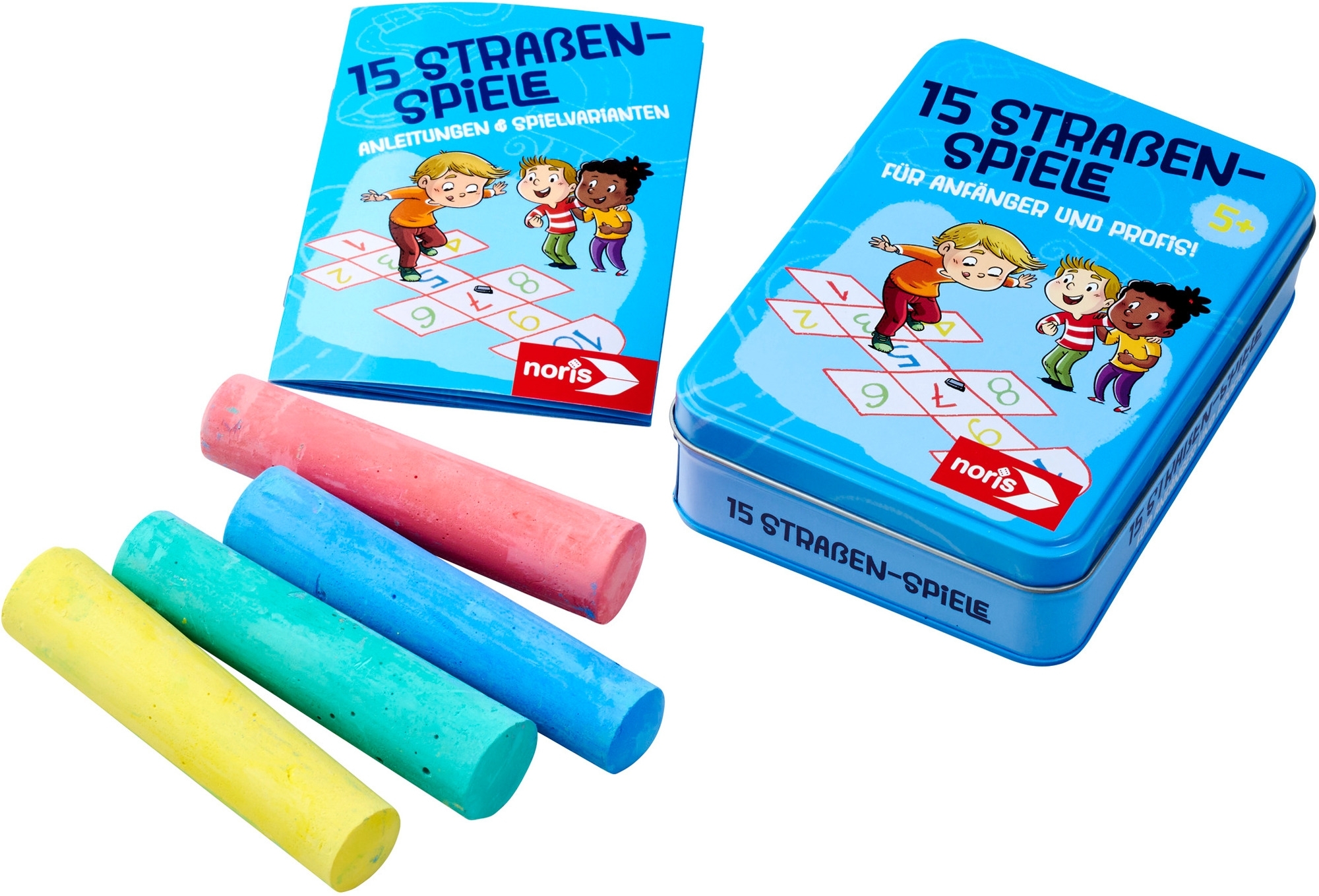 Noris  15 Straßenspiele mit 4 Kreiden und Anleitung