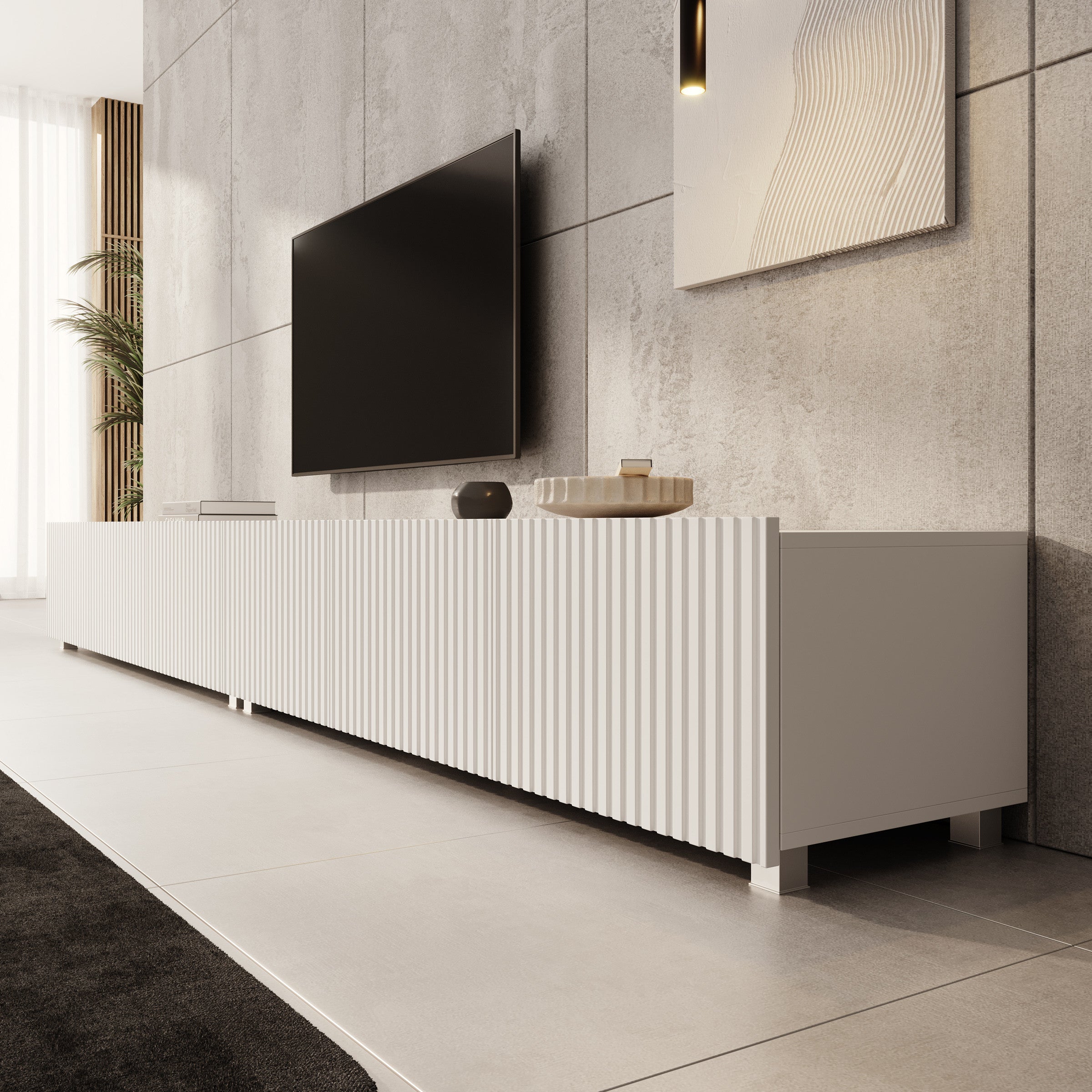 Kenderes - TV-Meubel - Wit - 300x41x38 cm
