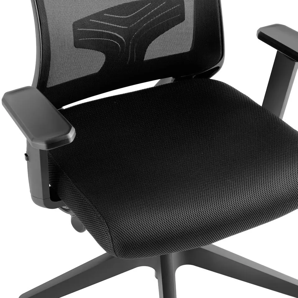tectake Bureaustoel Phoibe ergonomisch met verstelbare hoofdsteun, Zwart